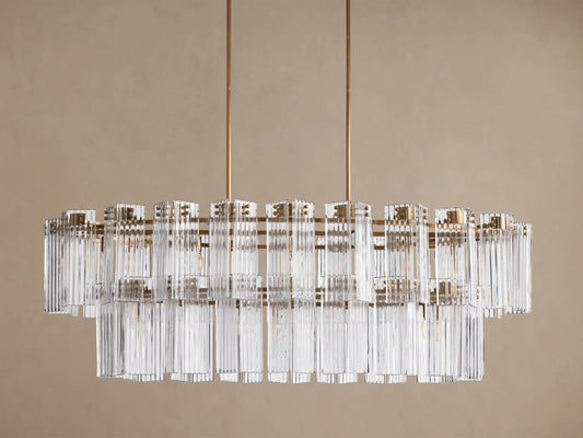 Glass Chandelier Oval Tiered 63 Inch — product view 2
