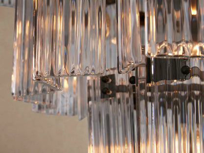 Glass Chandelier in Bronze with Clear Fluted Glass — product view 3