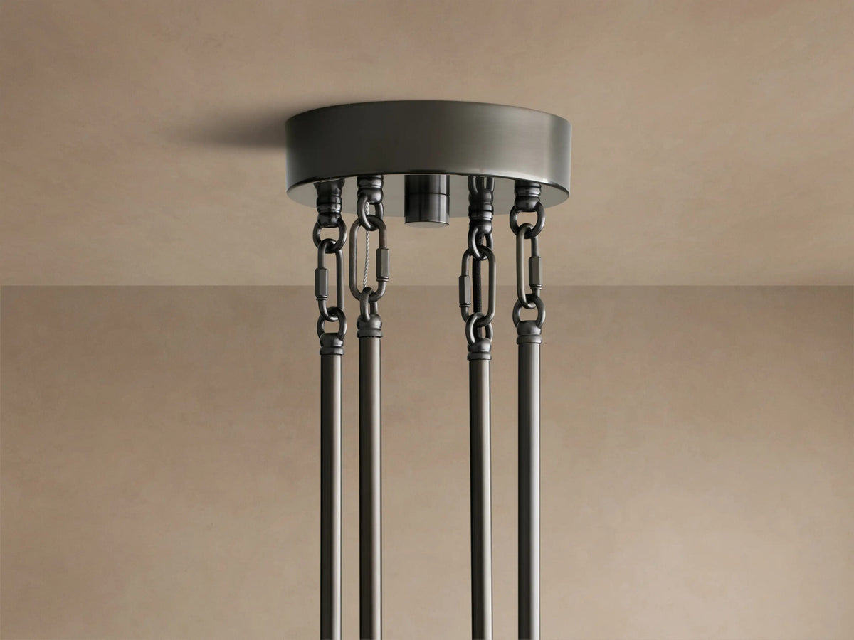 Glass Chandelier in Bronze with Clear Fluted Glass — product view 4