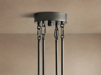 Glass Chandelier in Bronze with Clear Fluted Glass — product view 4