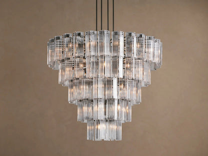 Glass Chandelier in Bronze with Clear Fluted Glass — product view 5