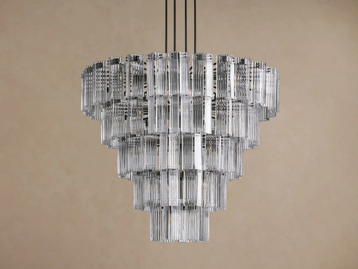 Glass Chandelier in Bronze with Clear Fluted Glass — product view 6