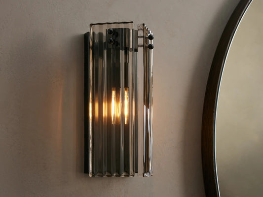 Delsie Reeded Glass Sconce in Smoke Bronze — product view 1