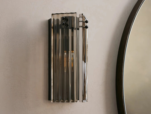 Delsie Reeded Glass Sconce in Smoke Bronze — product view 2