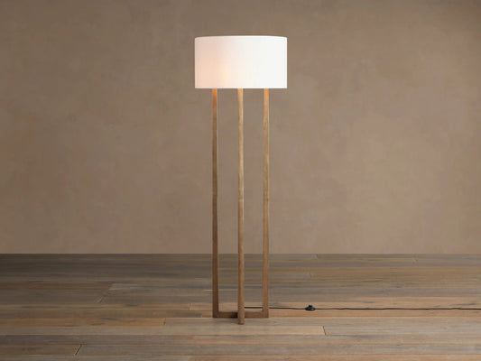 Emmet Brass Floor Lamp with Linen Shade — product view 1