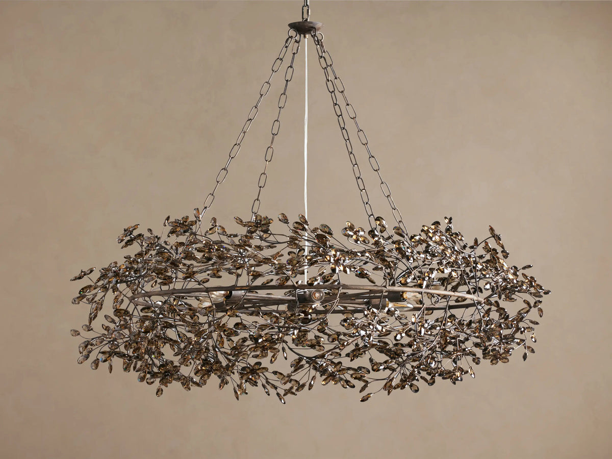 Iron Crown Light 48 Bronze Smoke Glass Chandelier