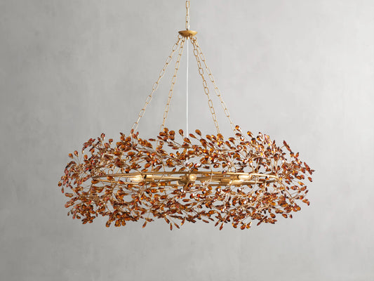 Fiore Crown Brass Chandelier with Amber Glass — product view 1