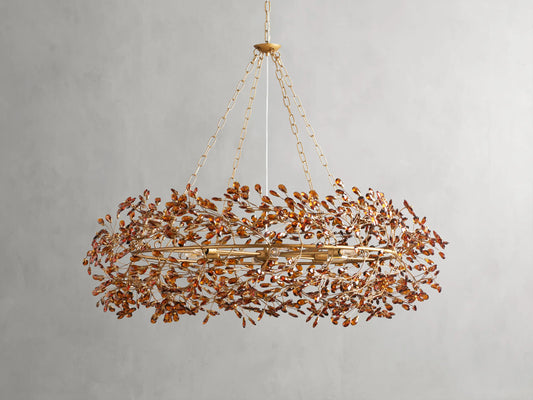 Fiore Crown Brass Chandelier with Amber Glass — product view 2