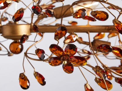 Fiore 51 Inch Brass Chandelier with Amber Glass — product view 3