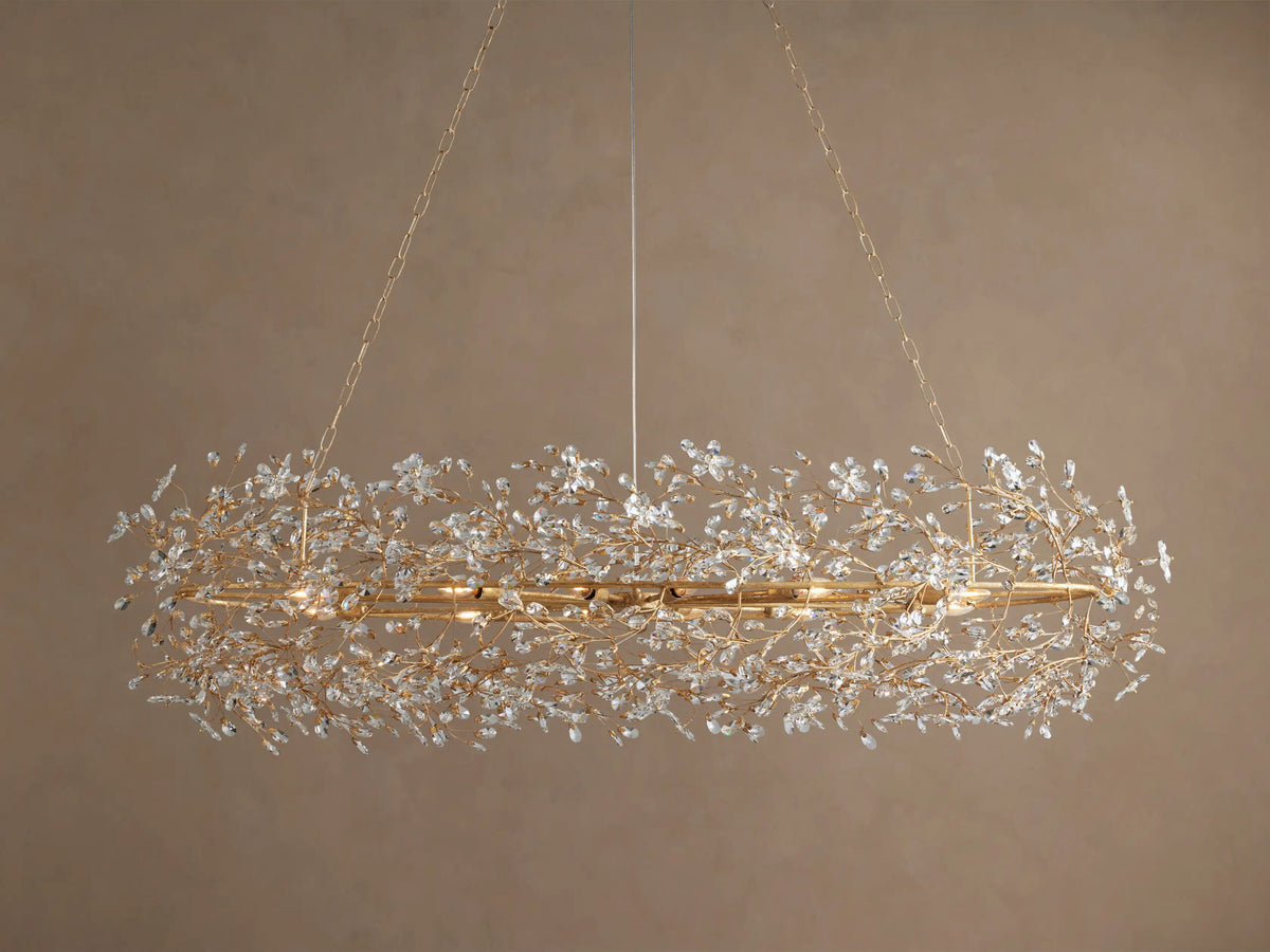 Fiore Iron Oval Chandelier with Crystal Floral Details — product view 1