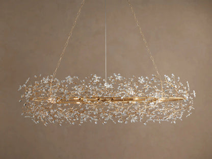 Fiore Iron Oval Chandelier with Crystal Floral Details — product view 1