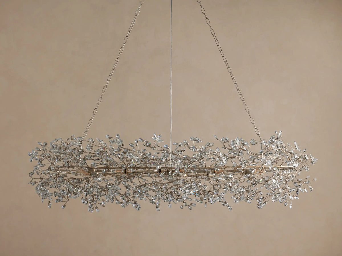 Fiore Iron Oval Chandelier with Crystal Floral Details — product view 10