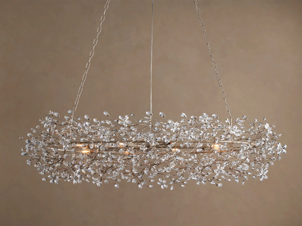 Fiore Iron Oval Chandelier with Crystal Floral Details — product view 12