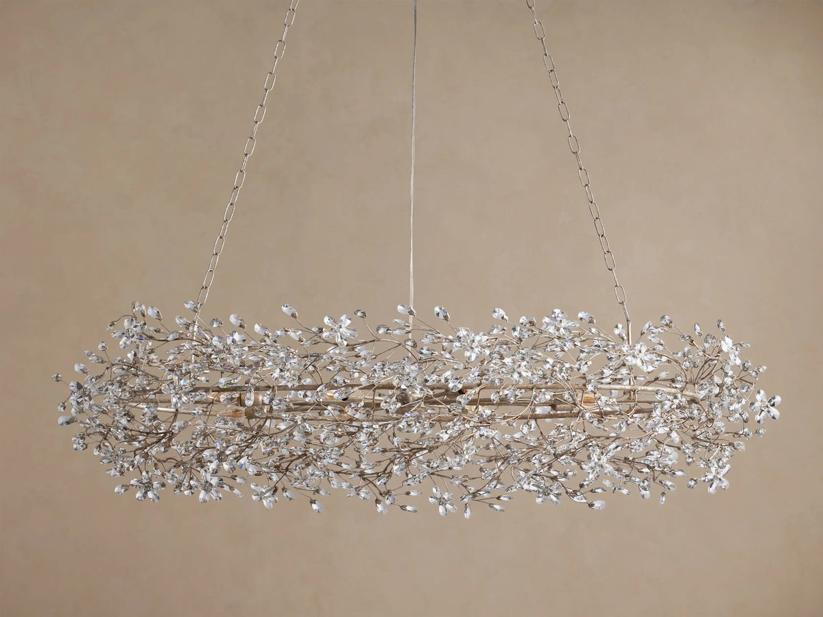 Fiore Iron Oval Chandelier with Crystal Floral Details — product view 13
