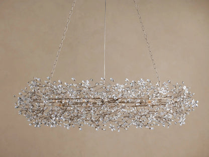 Fiore Iron Oval Chandelier with Crystal Floral Details — product view 13