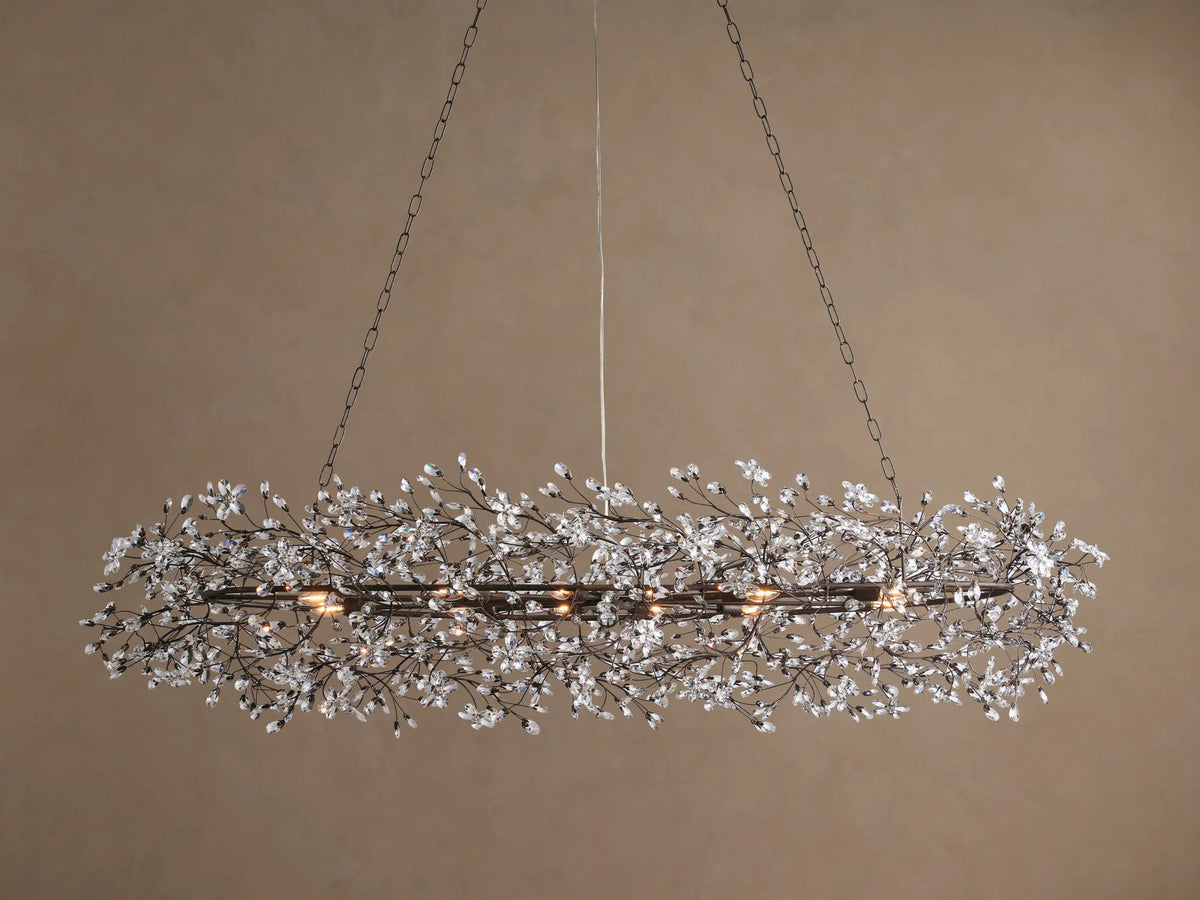 Fiore Iron Oval Chandelier with Crystal Floral Details — product view 16