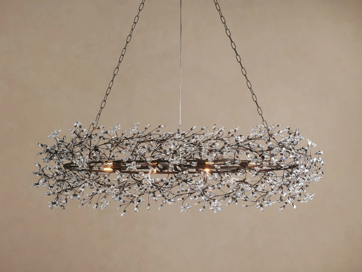 Fiore Iron Oval Chandelier with Crystal Floral Details — product view 20