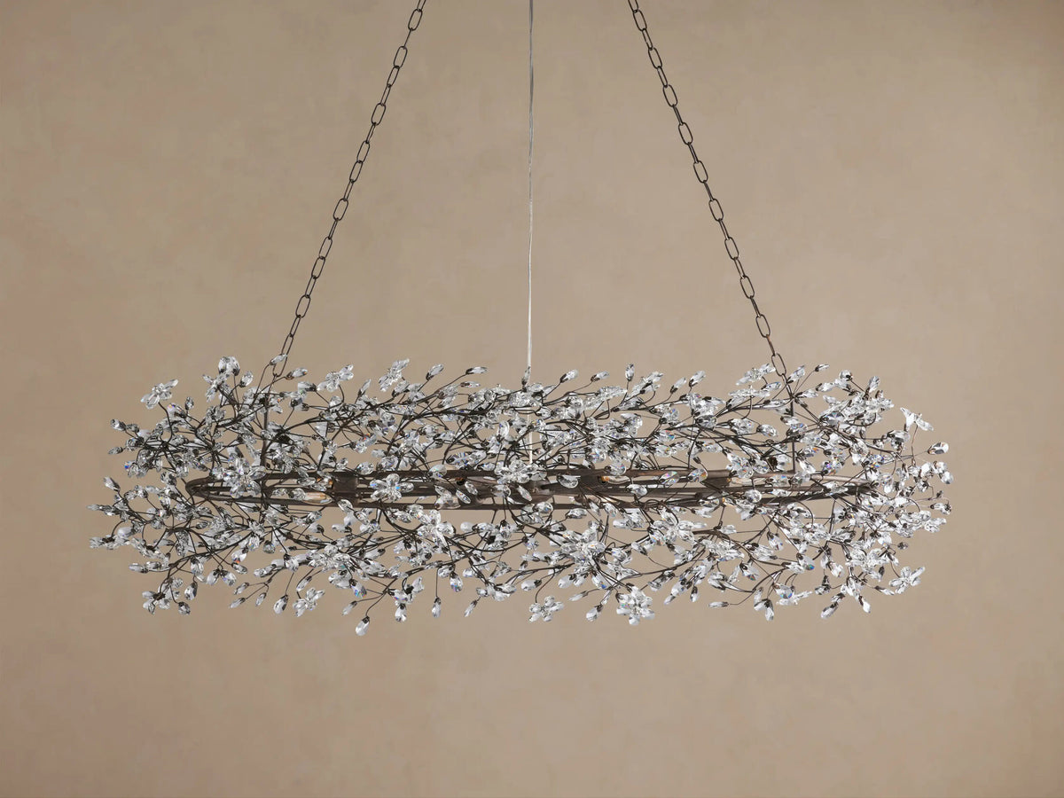 Fiore Iron Oval Chandelier with Crystal Floral Details — product view 21