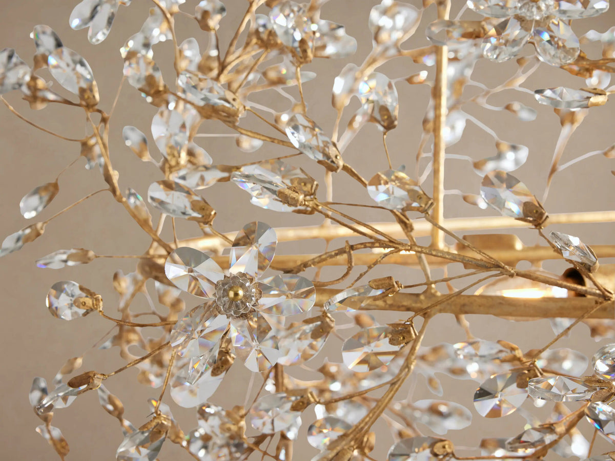 Fiore Iron Oval Chandelier with Crystal Floral Details