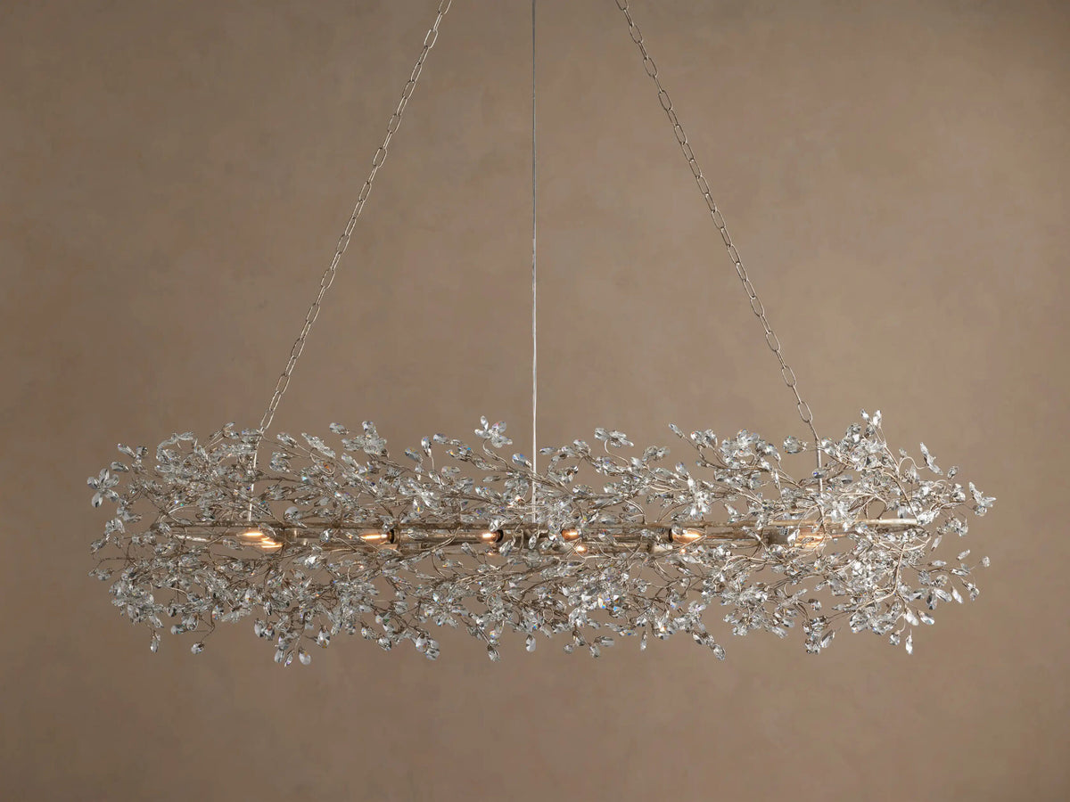 Fiore Iron Oval Chandelier with Crystal Floral Details — product view 9