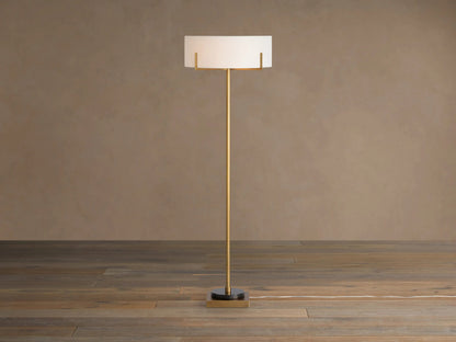 Brass Floor Lamp with Linen Shade and Granite Base — product view 1