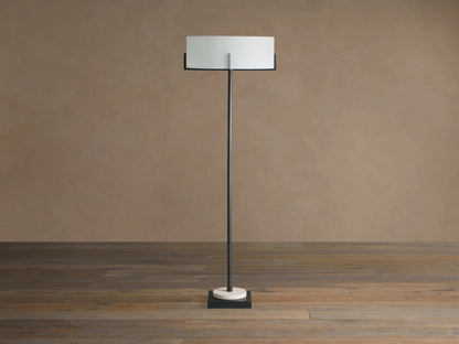 Brass Floor Lamp with Linen Shade and Granite Base — product view 5