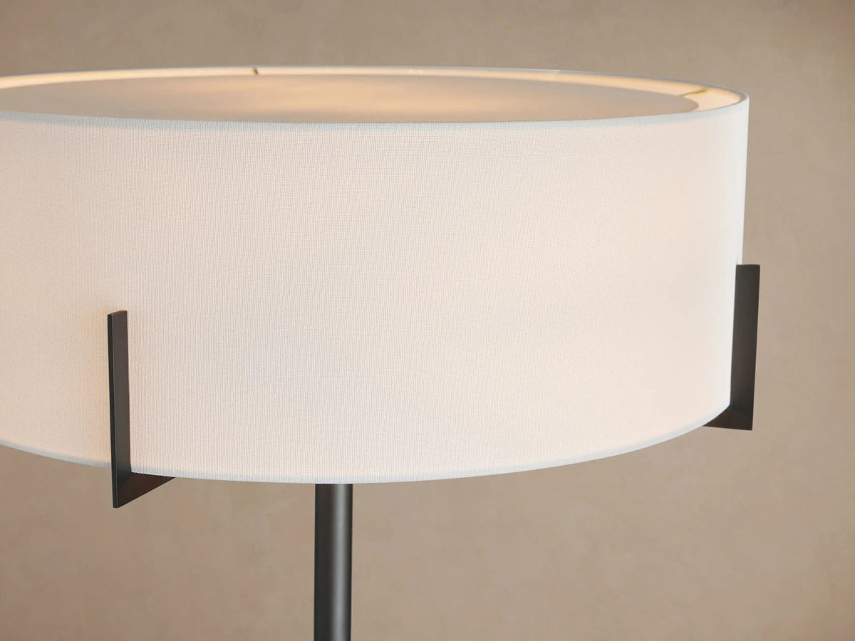 Brass Floor Lamp with Linen Shade and Granite Base — product view 6