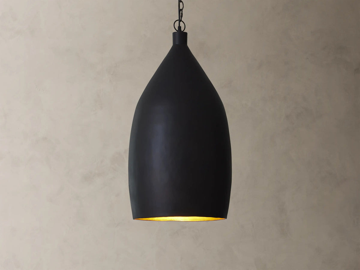 Iron Cone Pendant 14 Inch Black and Brass — product view 1