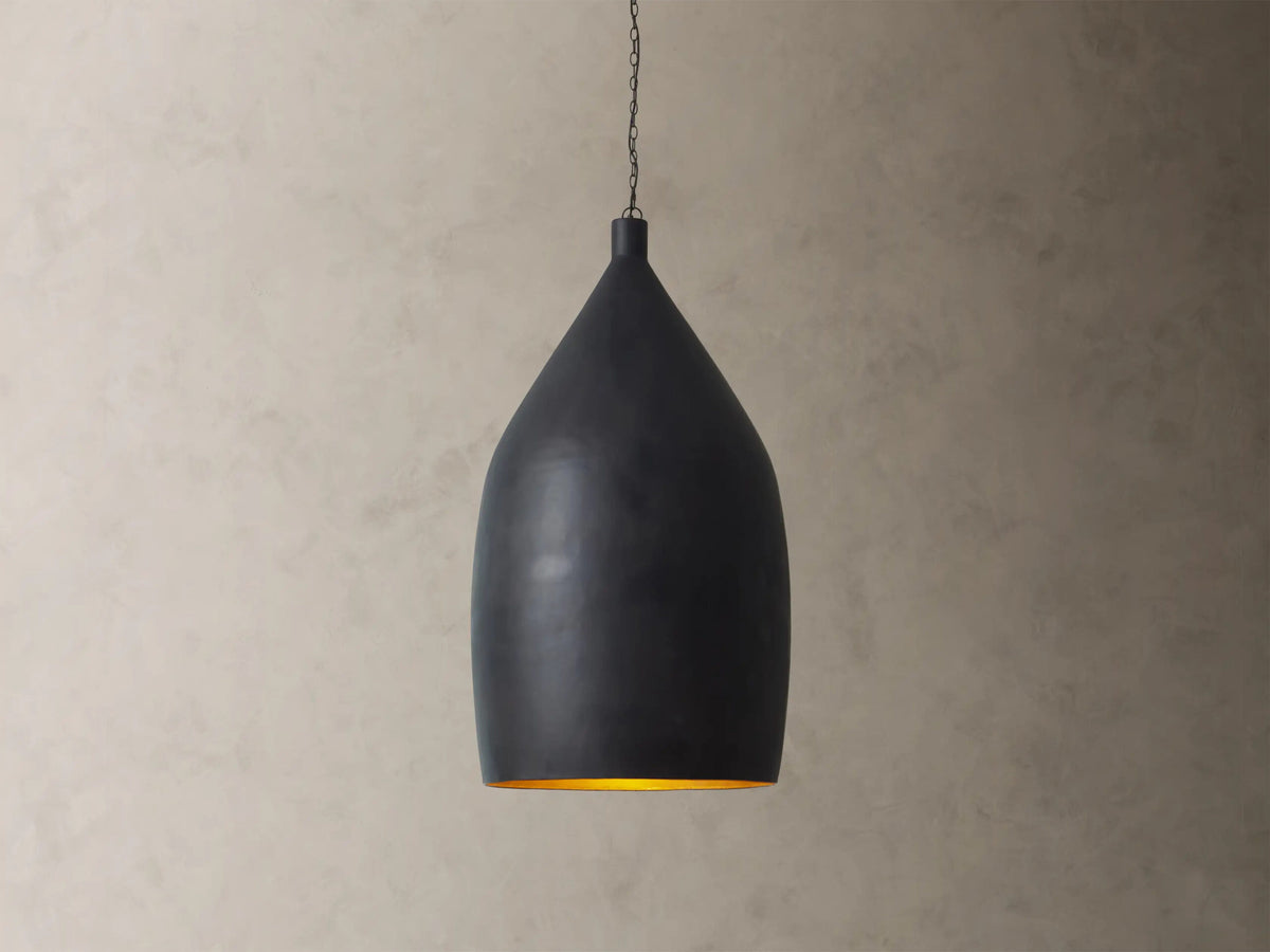 Iron Cone Pendant 14 Inch Black and Brass — product view 7