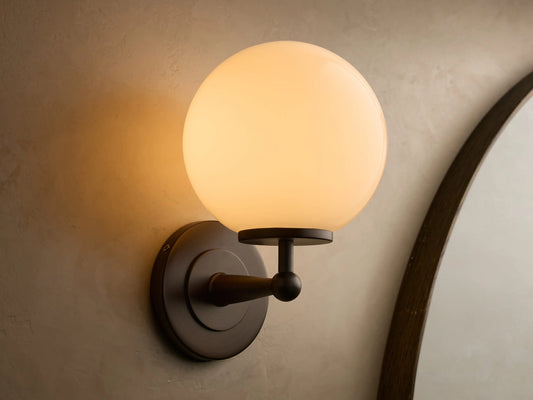 Fulton Bronze Glass Sconce with Milk Globe — product view 1