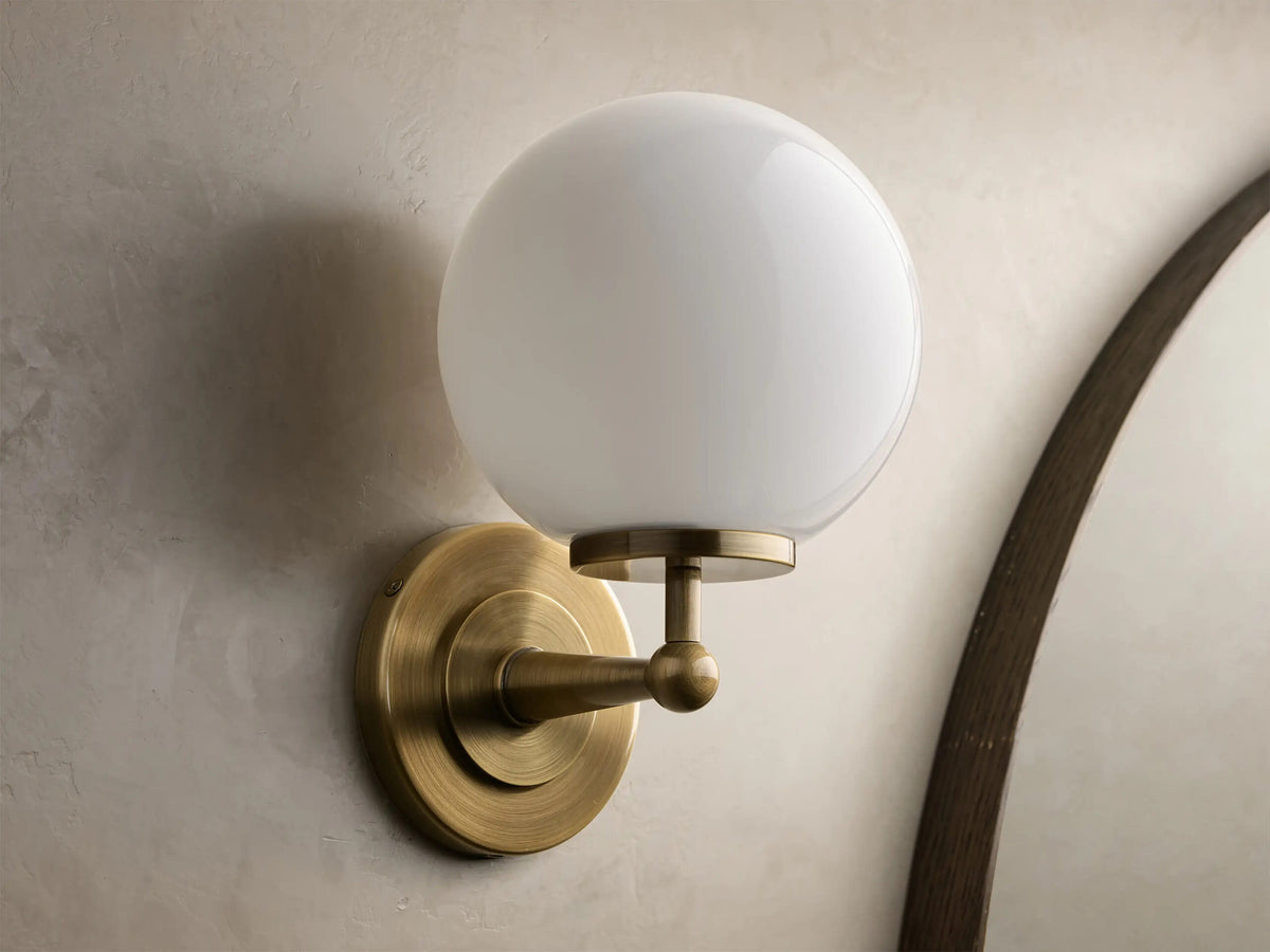 Fulton Bronze Glass Sconce with Milk Globe — product view 10