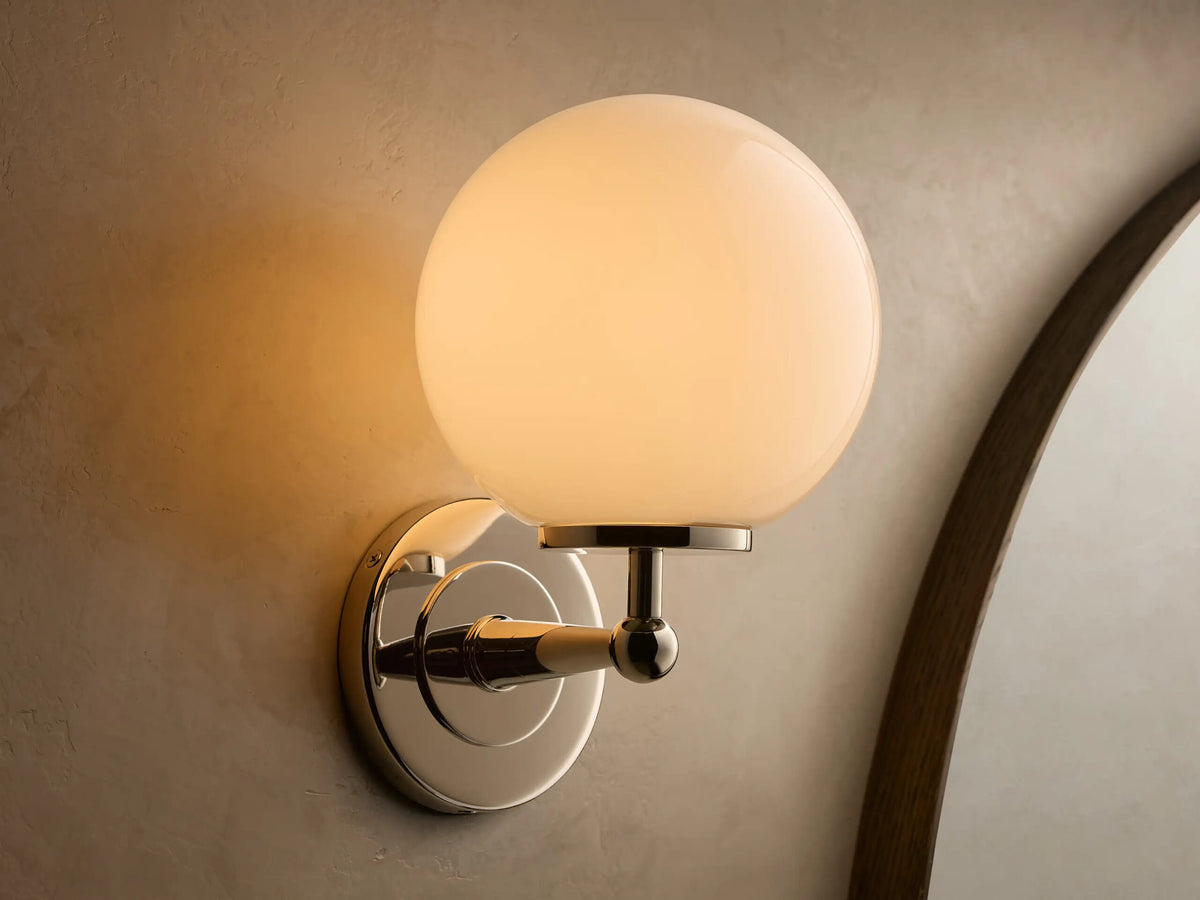 Fulton Bronze Glass Sconce with Milk Globe — product view 17