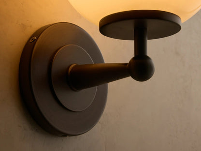 Fulton Bronze Glass Sconce with Milk Globe — product view 3