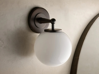 Fulton Bronze Glass Sconce with Milk Globe — product view 4