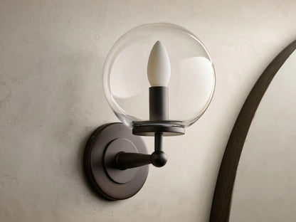 Fulton Bronze Glass Sconce with Milk Globe — product view 7