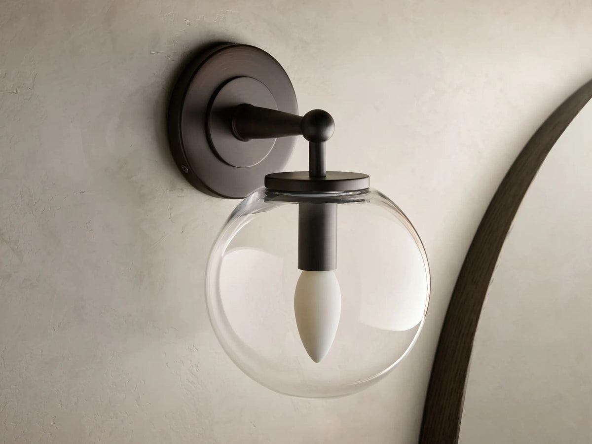 Fulton Bronze Glass Sconce with Milk Globe — product view 8