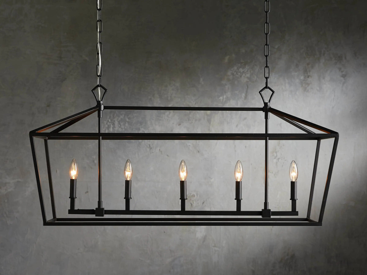 Garnet Bronze Chandelier 41 Inch Rectangular Iron Frame — product view 1