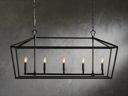 Garnet Bronze Chandelier 41 Inch Rectangular Iron Frame — product view 1