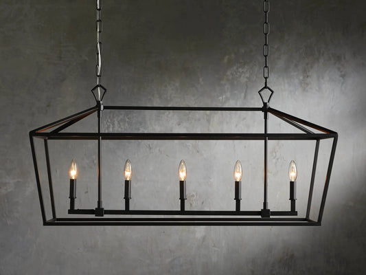 Garnet Bronze Chandelier 41 Inch Rectangular Iron Frame — product view 1