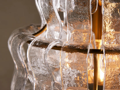 Ghiaccio Glass Modern Pendant in Green and Brass — product view 11