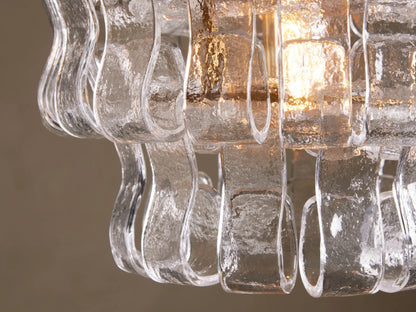 Ghiaccio Glass Modern Pendant in Green and Brass — product view 12