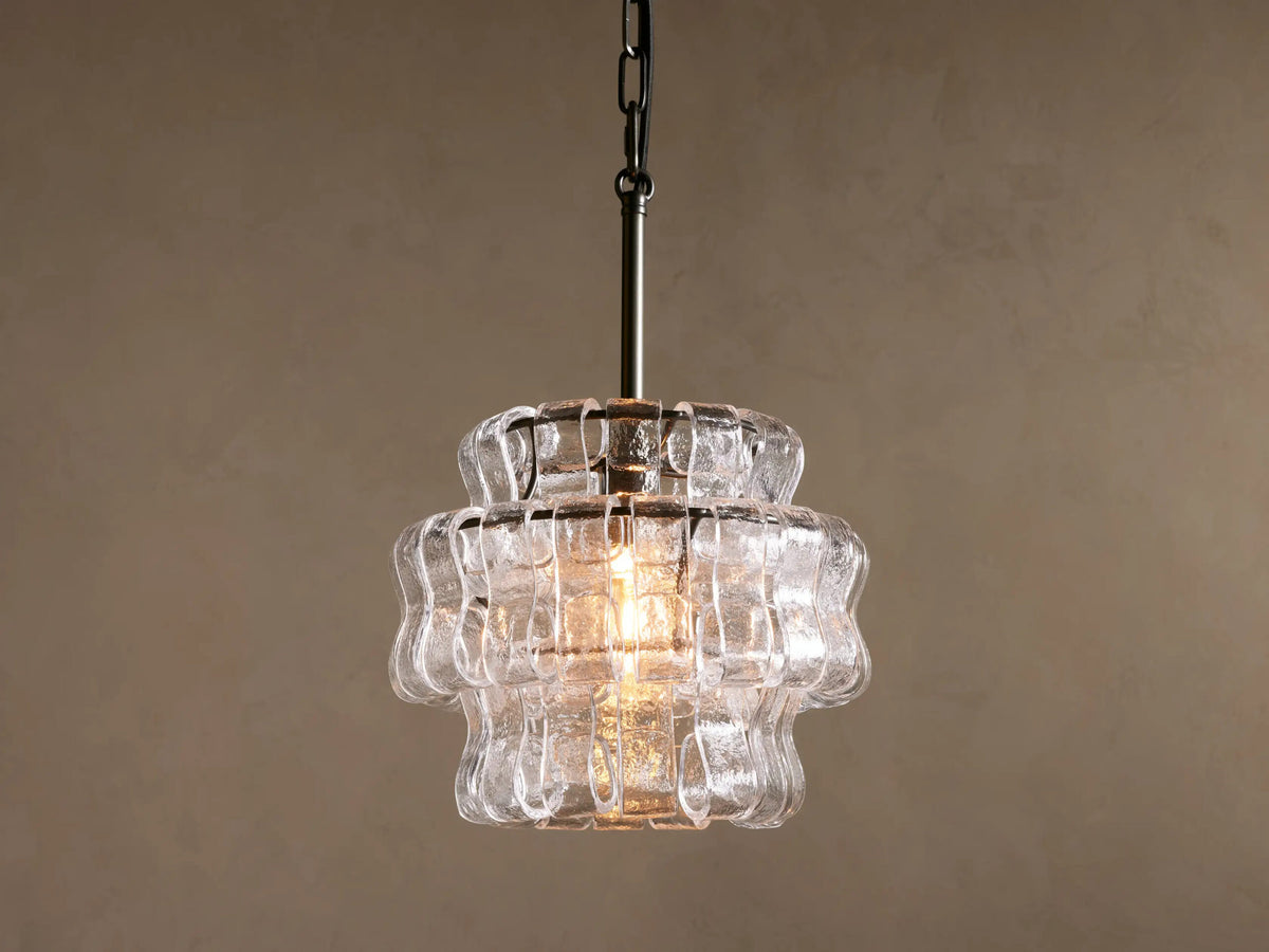 Ghiaccio Glass Modern Pendant in Green and Brass — product view 14