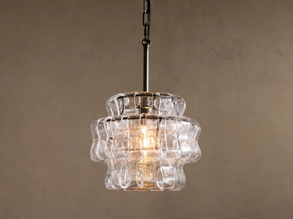 Ghiaccio Glass Modern Pendant in Green and Brass — product view 14