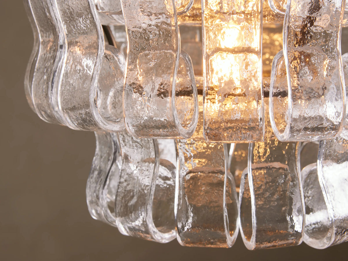 Ghiaccio Glass Modern Pendant in Green and Brass — product view 17