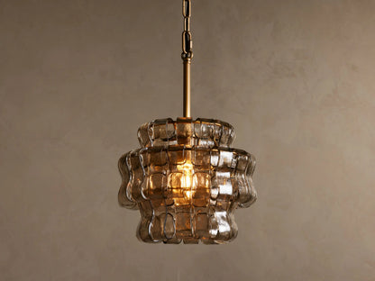 Ghiaccio Glass Modern Pendant in Green and Brass — product view 19