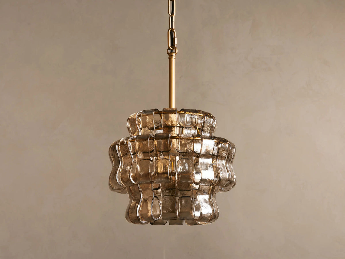 Ghiaccio Glass Modern Pendant in Green and Brass — product view 20