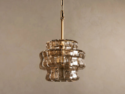 Ghiaccio Glass Modern Pendant in Green and Brass — product view 20