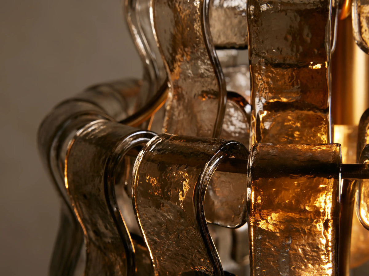 Ghiaccio Glass Modern Pendant in Green and Brass — product view 21