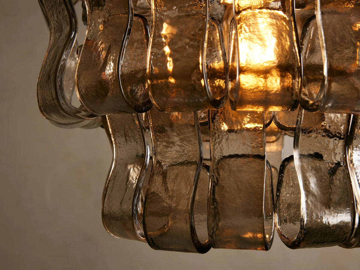 Ghiaccio Glass Modern Pendant in Green and Brass — product view 22