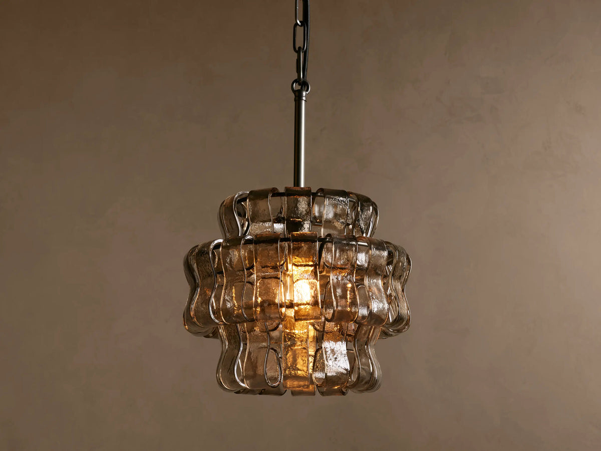 Ghiaccio Glass Modern Pendant in Green and Brass — product view 24